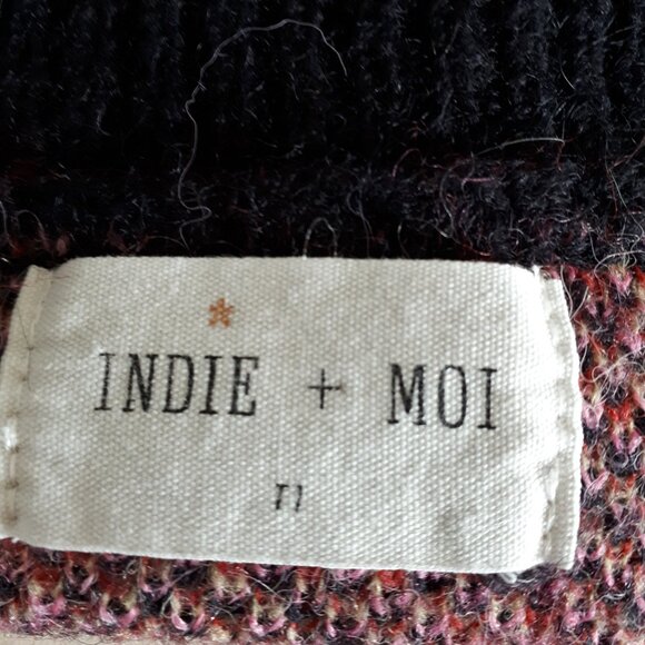 Wool Blend Sweater by Indie + Moi - Sz. Large - Black with florals - Picture 4 of 4
